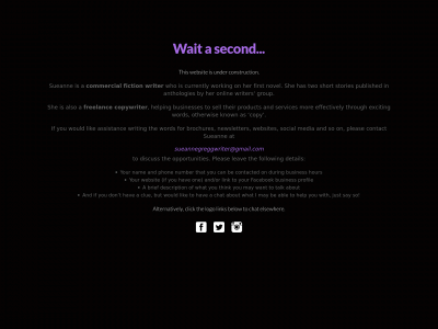 sueannegreggwriter.com snapshot