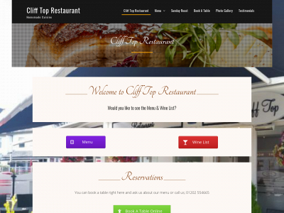 clifftoprestaurant.com snapshot