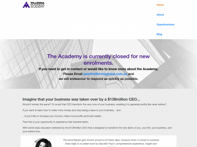 millenniabusinessacademy.com snapshot