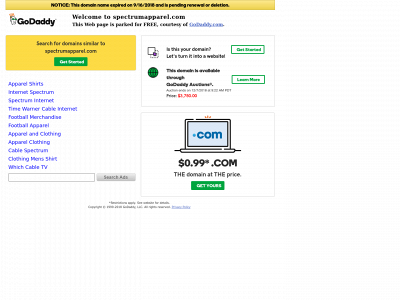 spectrumapparel.com snapshot