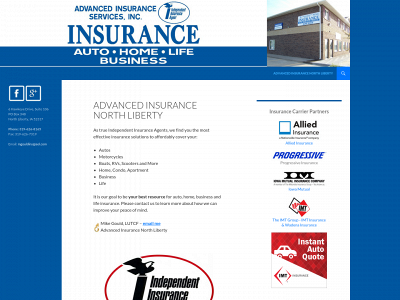 advancedinsurancenorthliberty.com snapshot