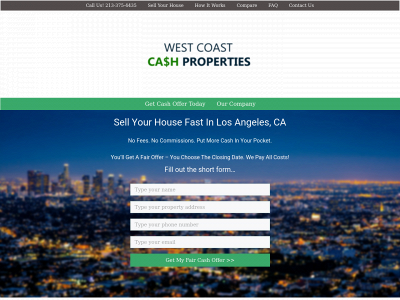 westcoastcashproperties.com snapshot