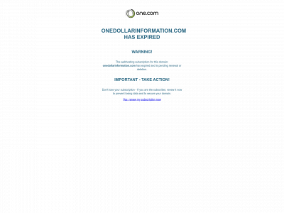 onedollarinformation.com snapshot