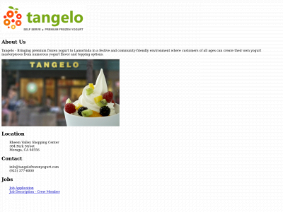 tangelofrozenyogurt.com snapshot