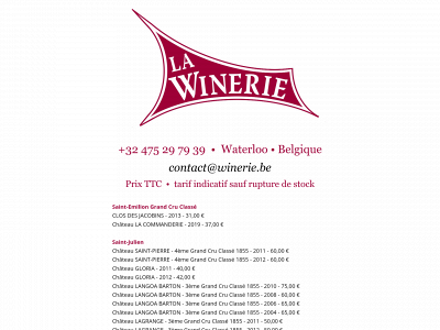 winerie.be snapshot