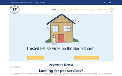 www.fourleggersdoggiedaycare.com snapshot