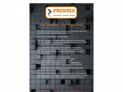 phoenix-aspirational-learning-support.org snapshot