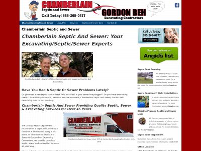 chamberlainsepticandsewer.com snapshot