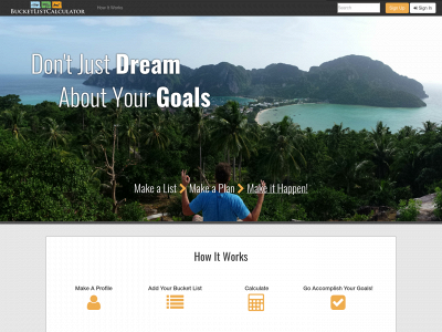 bucketlistcalculator.com snapshot