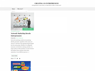 creatinganentrepreneur.com snapshot