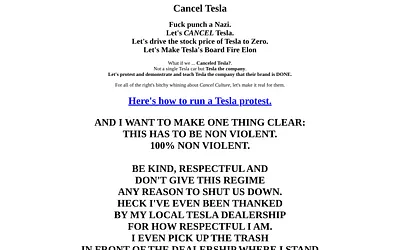 canceltesla.org snapshot