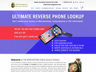 calltheinvestigators.com snapshot