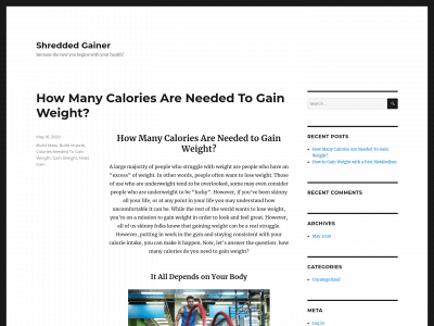 shreddedgainer.com snapshot