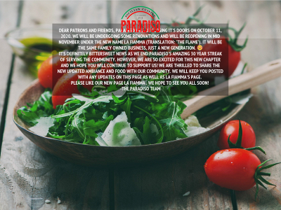 theparadisorestaurant.com snapshot