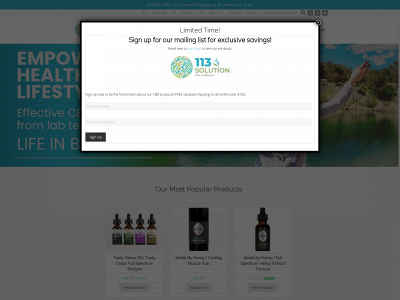 113solutioncbd.com snapshot