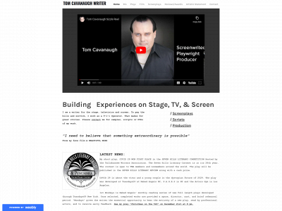 www.tomcavanaughwriter.com snapshot